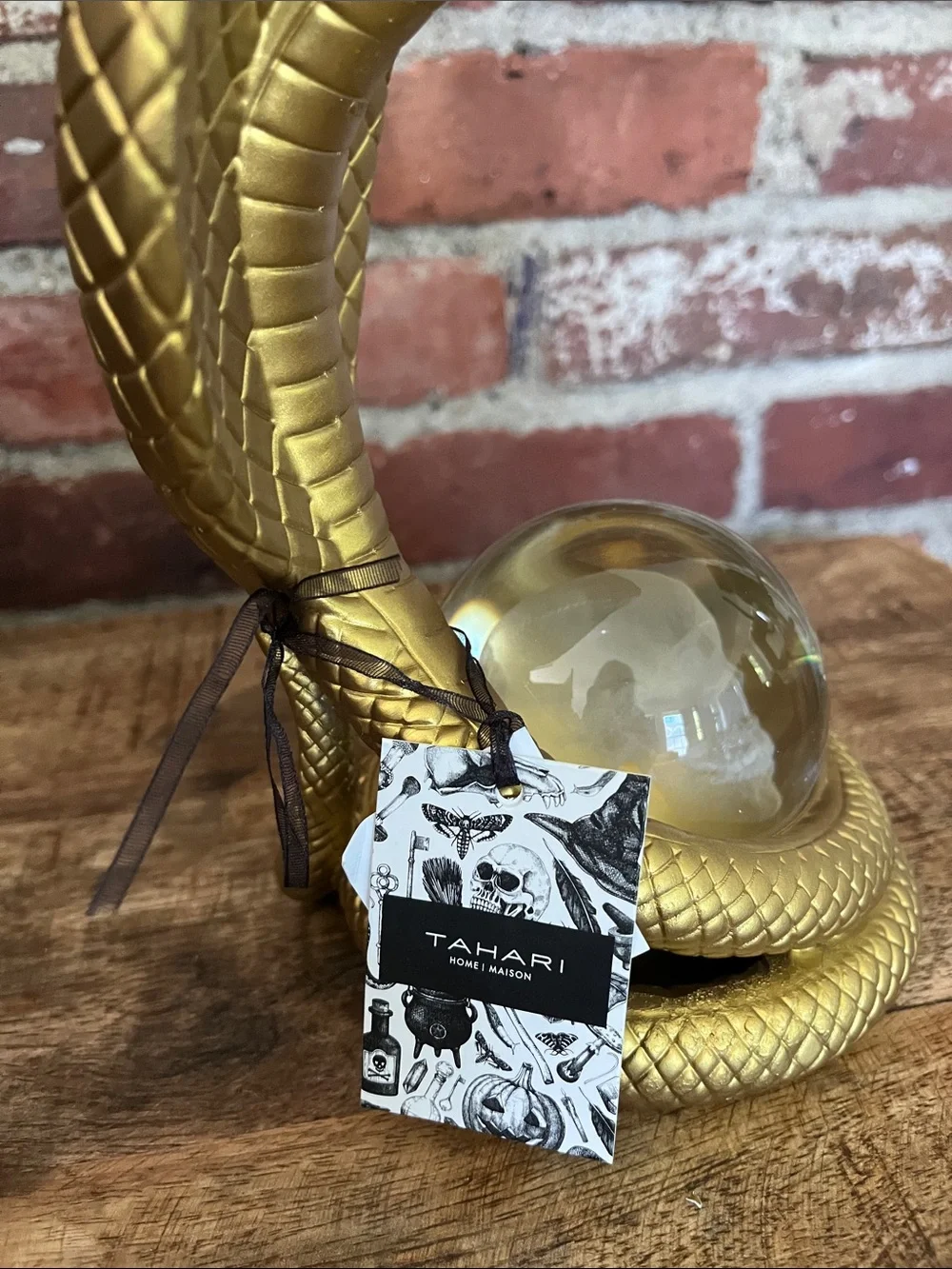 Tahari Gold Cobra with Iridescent Crystal Ball 8 inches tall - Picture 4 of 9